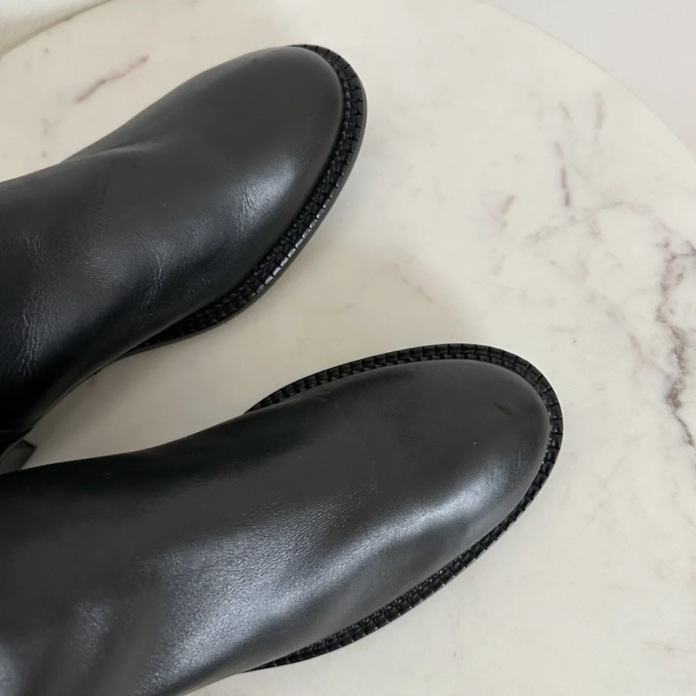 NEW Aquatalia Orsyn Calf Black Leather Zipper Knee High Boots Size 7